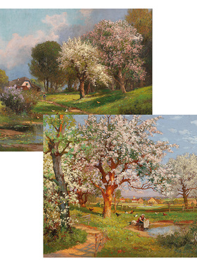 欧式乡村田园风景油画2款 Alois Arnegger 玄关书房卧室装饰画芯