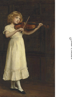 奏鸣曲 John Collier英国人物小提琴油画 玄关书房琴房装饰画芯心