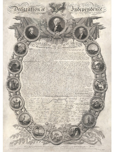 独立宣言 复古美国版画重要历史文件 玄关书房办公室书店装饰画芯