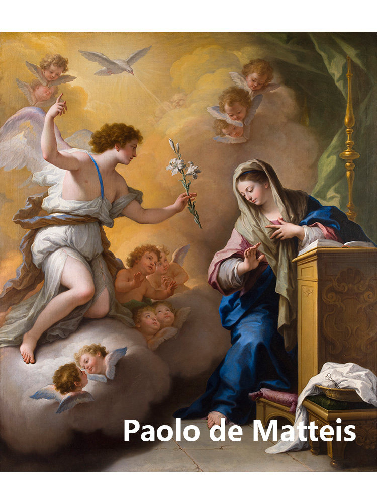 天使报喜 paolo de matteis意大利人物油画 客厅玄关卧室装饰画芯