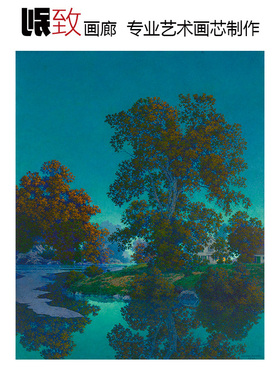 奥托奎奇河 Maxfield Parrish美国现代艺术插画 玄关书房卧室装饰