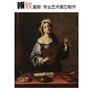 音乐寓言 A.Grammatica意大利人物油画 欧式客厅玄关装饰画芯超清