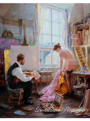 画家的工作室俄罗斯人物油画
