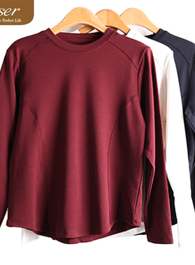 凯撒caser秋冬女士摩登罗纹曲线圆领上衣保暖长袖打底衫BN63-5552