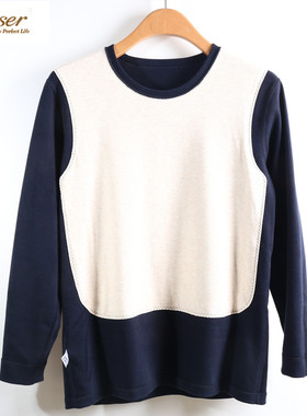 caser凯撒冬季男士加厚暖姜绒羊绒大贴片圆领保暖上衣AJ53-3136