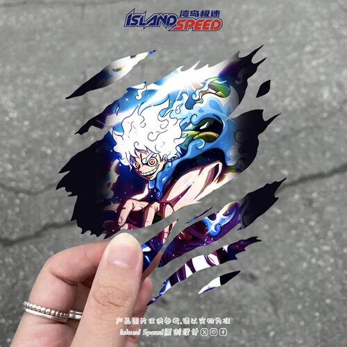 海贼王路飞动漫撕裂风汽车贴纸个性创意装饰划痕遮盖装饰贴花