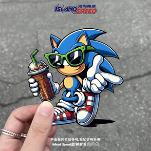 刺猬索尼克动漫酷炫汽车贴纸摩托机车风格 饰贴画 划痕遮盖装