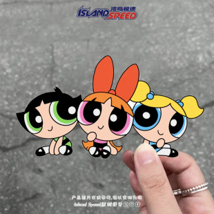 可爱卡通动漫女警花花毛毛泡泡汽车贴纸个性 饰摩托贴纸 创意车身装