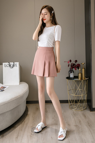 Spring and summer 2020 new pants pleated high waist skirt women's ins super hot A-line short skirt high waist pleated skirt