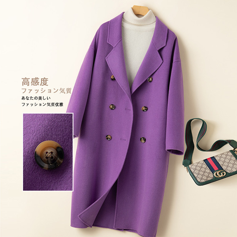 Элитное шерстяное желтовато-коричневое шерстяное пальто, двусторонная кашемировая куртка, свободный крой для возраста 