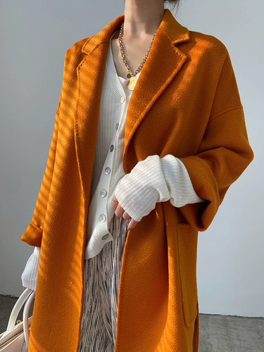 Элитное двусторонное кашемировое длинное шерстяное демисезонное шерстяное пальто, средней длины, подходит для подростков