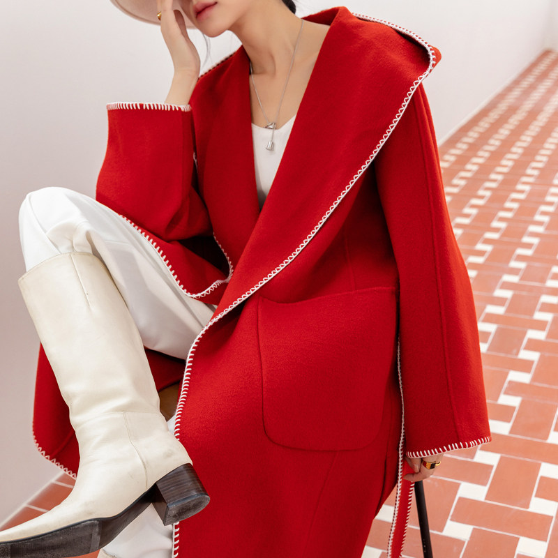 Элитное шерстяное желтовато-коричневое шерстяное пальто, двусторонная кашемировая куртка, свободный крой для возраста 