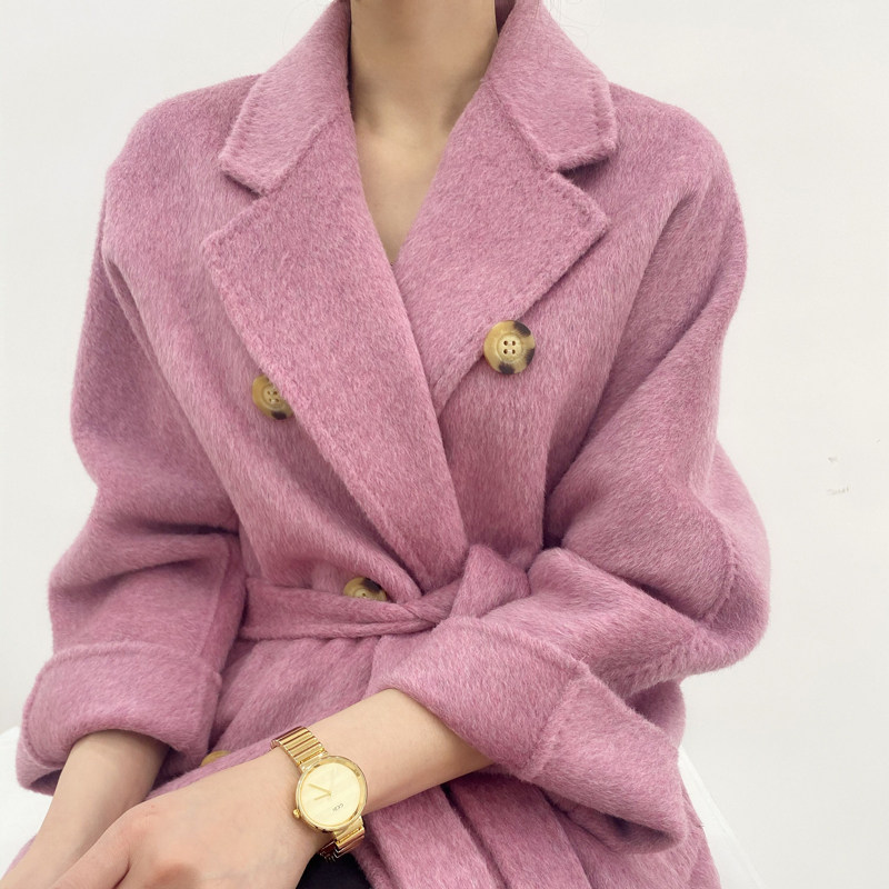 Элитное шерстяное желтовато-коричневое шерстяное пальто, двусторонная кашемировая куртка, свободный крой для возраста 