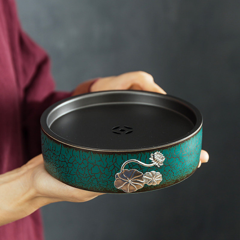 日式壶承功夫茶具禅意圆形干泡台壶垫黛绿釉陶瓷茶渣缸茶道配件茶,餐饮具,茶道/零配,淘宝优惠券,粉丝福利购,淘宝优惠卷