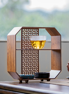 九九茶器重竹置物架新中式茶艺