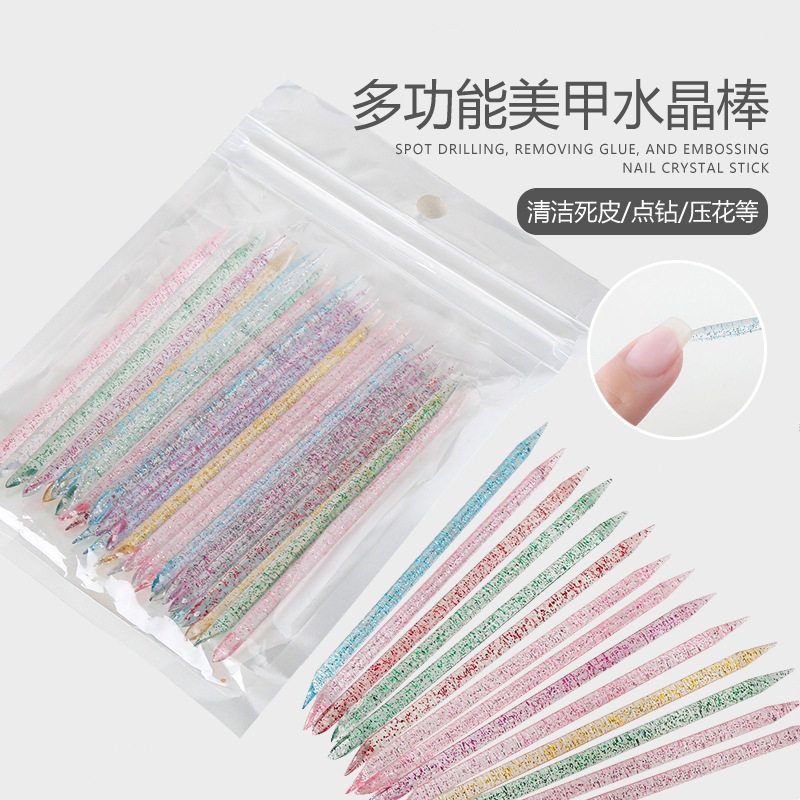 美甲取胶点钻水晶木棒双头死皮推