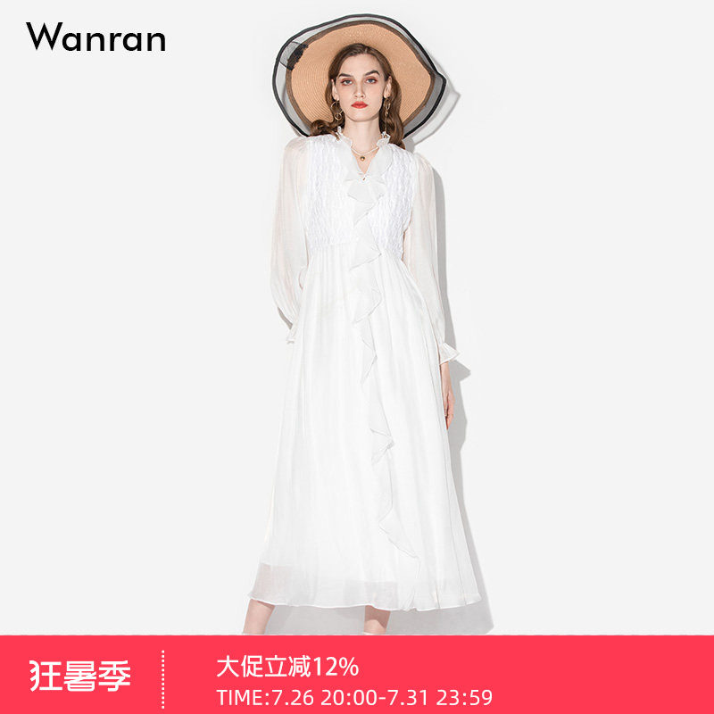 莞然白色飘逸度假大摆仙女连衣裙