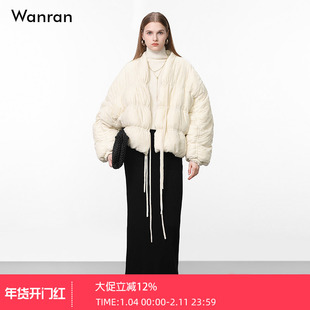 冬季女装2025新款时尚短款丝绒羽绒服休闲慵懒风加厚白鸭绒面包服