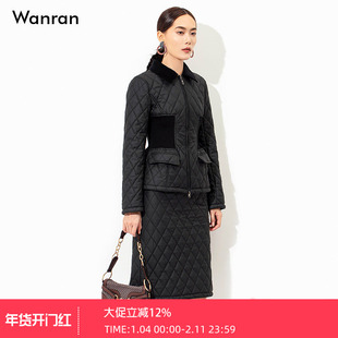 2025冬季新款欧美时尚气质方领收腰显瘦皮衣棉服简约直筒半裙套装