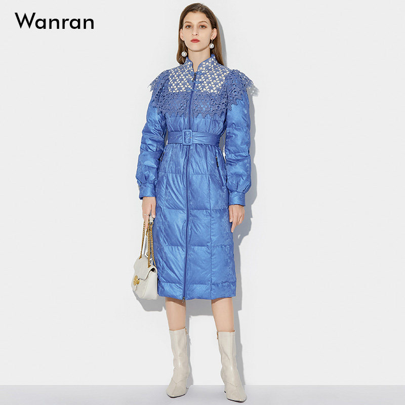 2021年冬季蕾丝荷叶边羽绒服大衣