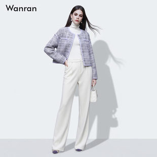 2025冬季新款富家千金风小香贴袋设计宽松短款羊毛粗花呢大衣外套