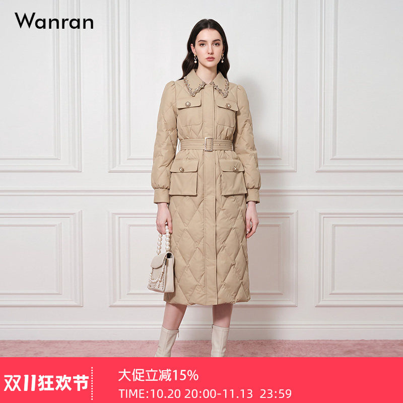 2026冬季新款气质小香风名媛仿皮90白鹅绒菱格羽绒服女长加厚外套