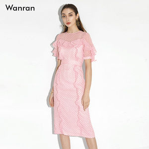 连衣裙女雪纺2026夏季新款优雅气质复古温柔风波点长裙修身裙子