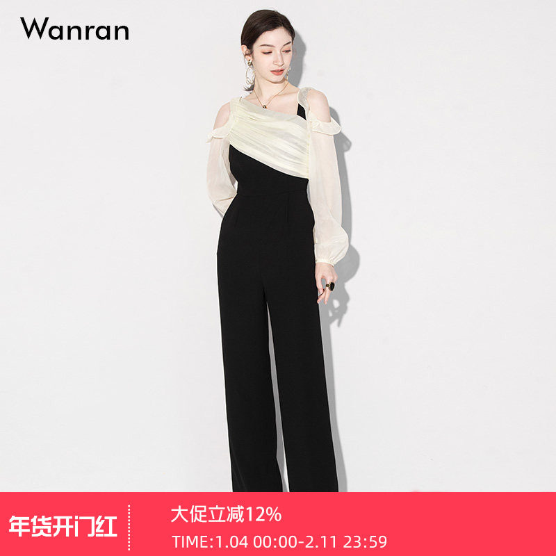 2026春装新款时尚气质荷叶边清冷穿搭设计收腰显瘦阔腿裤连体裤,女装/女士精品,连体衣/裤,淘宝优惠券,粉丝福利购,淘宝优惠卷