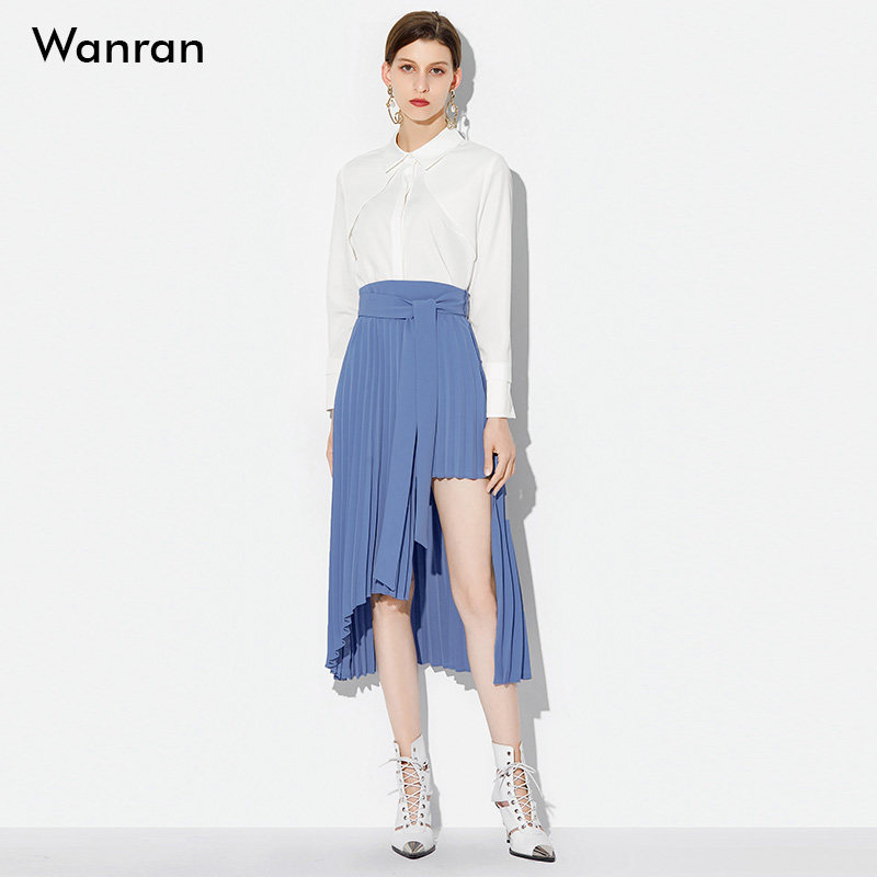 2026春装新款女装气质两件套白色衬衫衬衣压褶长裙裙子套装潮