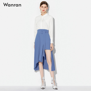 2025秋装新款女装气质两件套白色衬衫衬衣压褶长裙裙子套装潮