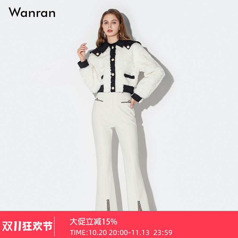 2026冬季新款女装时尚气质翻领披肩设计学院风黑白撞色皮草外套