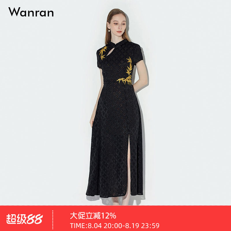 2026夏季新款气质新中式国风雪纺花朵提花收腰显瘦大摆旗袍连衣裙