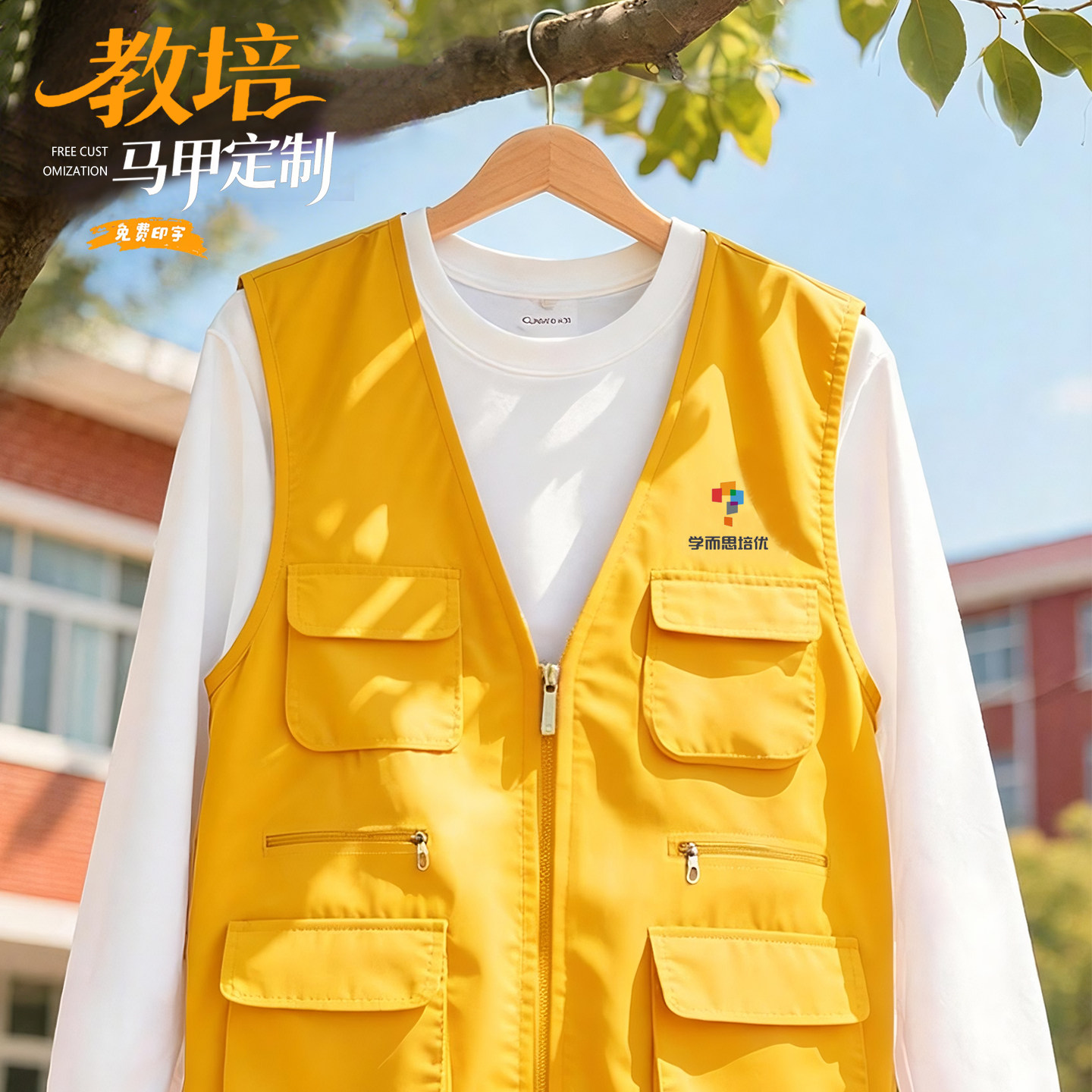 多口袋马甲工作服定制印logo背心