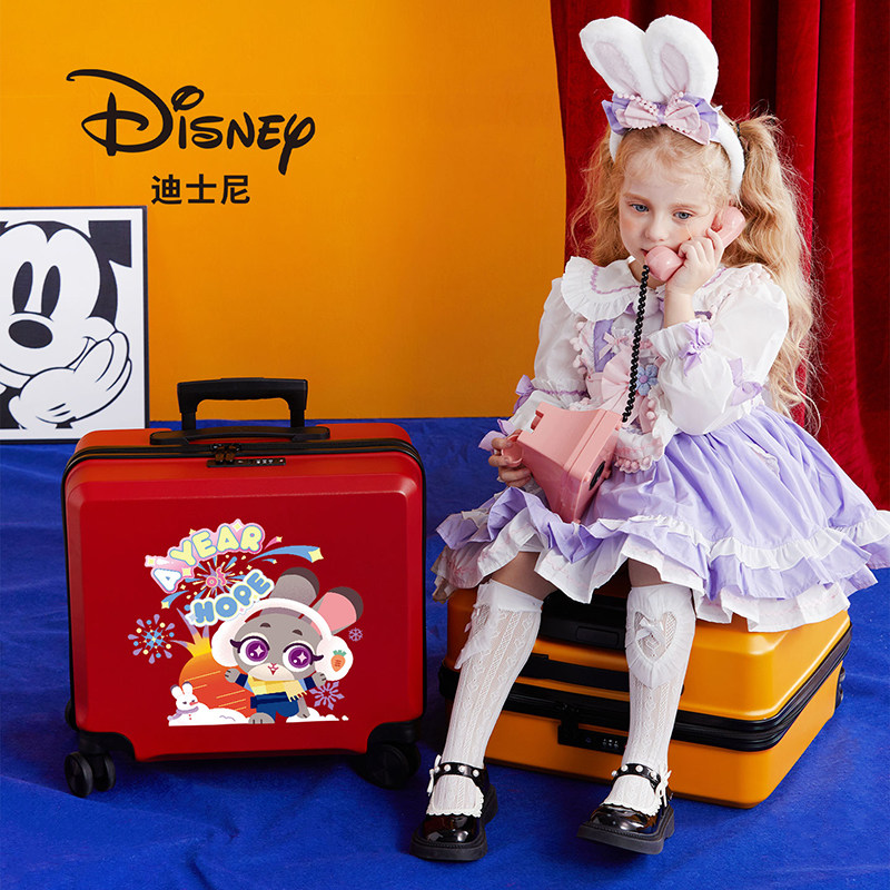 迪士尼疯狂动物城2学生旅行箱19寸可坐骑儿童行李箱女孩2025新款