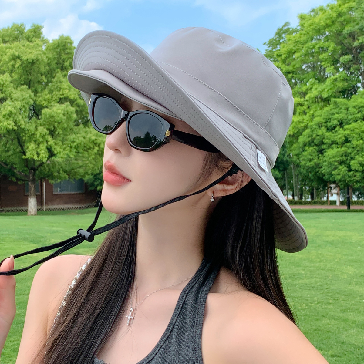 2025新款夏季渔夫帽子女翻檐鸭舌帽男大帽檐户外太阳帽遮阳防晒帽