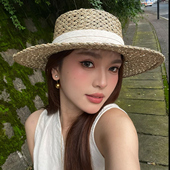 高级感法式 度假遮阳草帽子女夏天防晒镂空透气咸草编织帽英伦复古