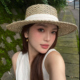 高级感法式 度假遮阳草帽子女夏天防晒镂空透气咸草编织帽英伦复古
