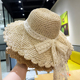 韩国可爱甜美草帽女蝴蝶结小清新小萝莉夏季 海边沙滩大帽檐遮阳帽