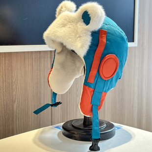 2025新款可爱毛绒耳朵雷锋帽子女冬季防寒加绒飞行员帽保暖护耳帽