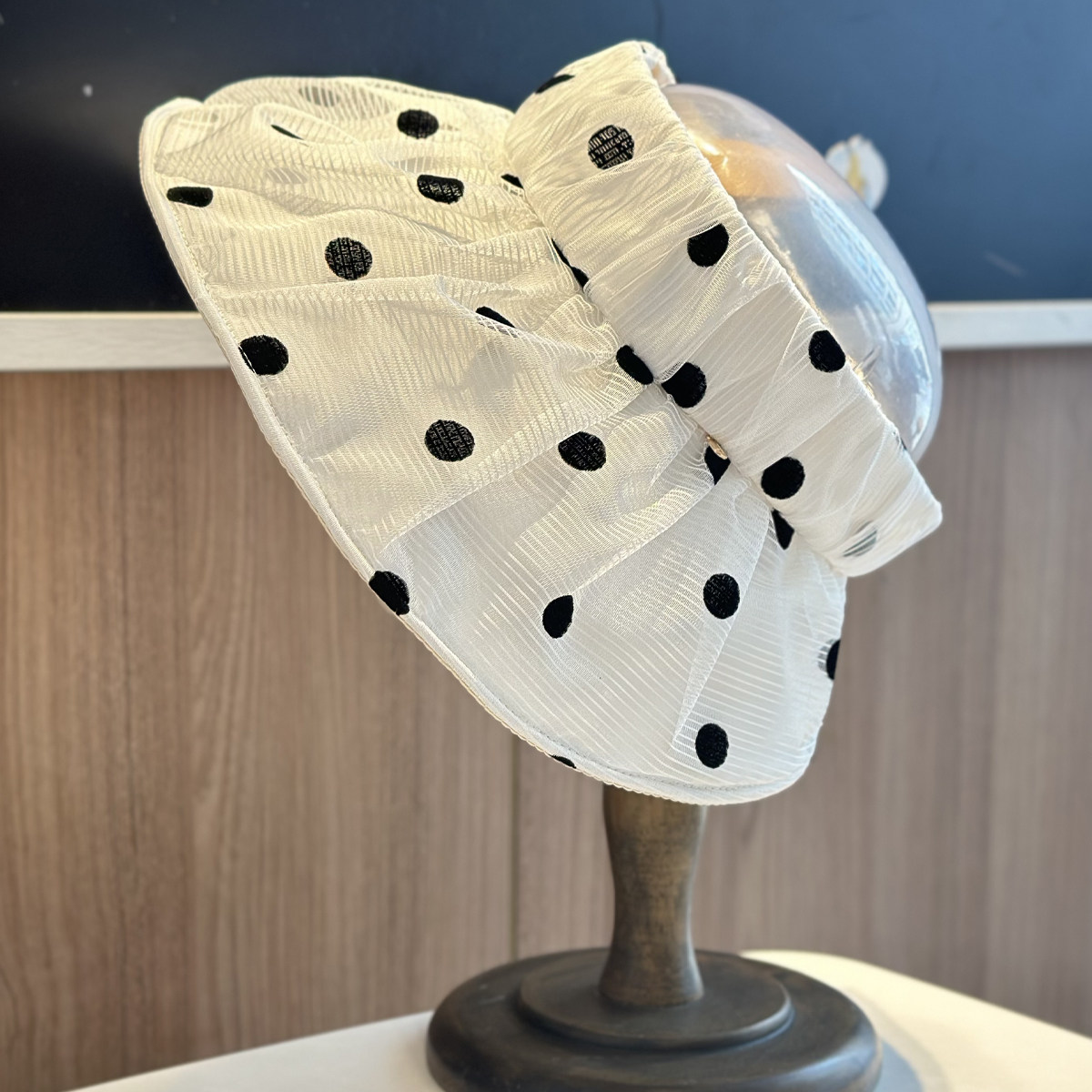 2025新款波点发箍贝壳防晒帽子女夏季遮阳帽防紫外线空顶帽太阳帽