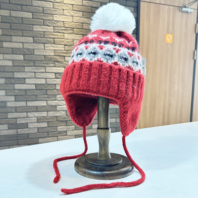 韩版复古花纹冬季加厚格子帽