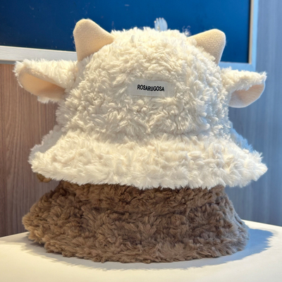 秋冬可爱毛茸茸小羊渔夫帽