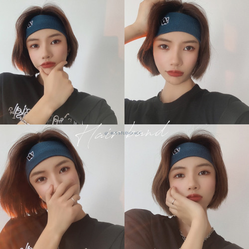 发带女网红秋季韩国复古刺绣针织