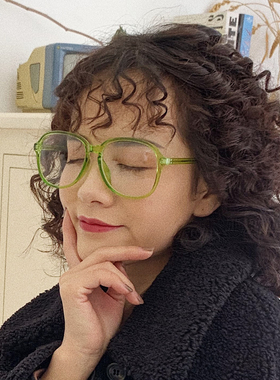 倪妮同款眼镜框近视透明平光镜女大脸超轻圆脸显瘦文艺复古眼镜架