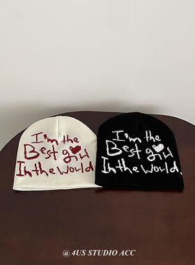 韩版秋季新款毛线帽女街头潮牌个性套头冷帽保暖护耳毛线帽显脸小