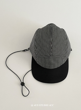 小众户外潮牌机能风抽绳棒球帽子女韩版夏季速干遮阳鸭舌帽显脸小