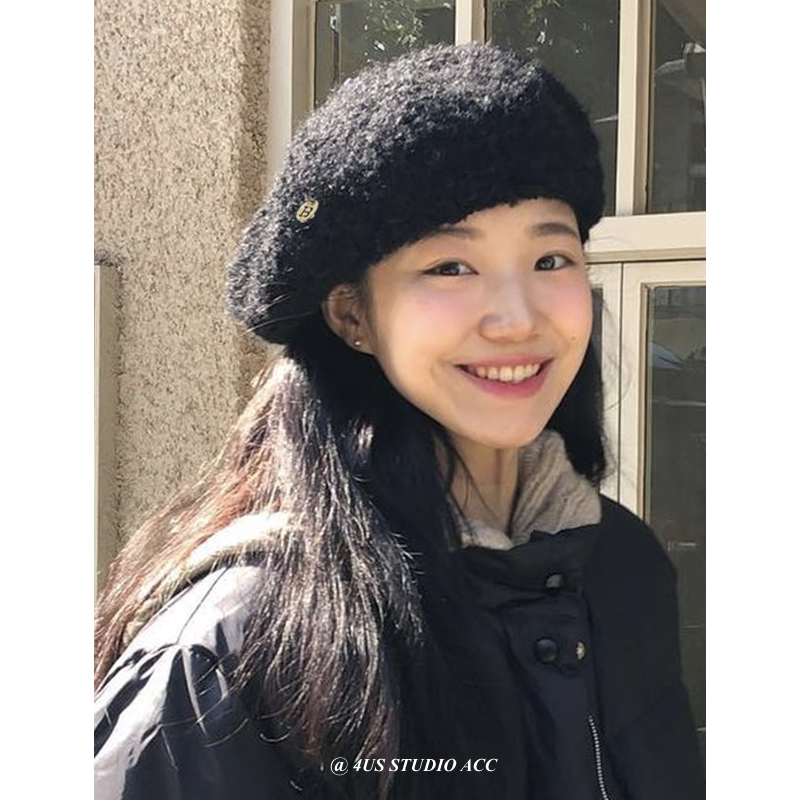 贝雷帽女秋冬季英伦复古高级感