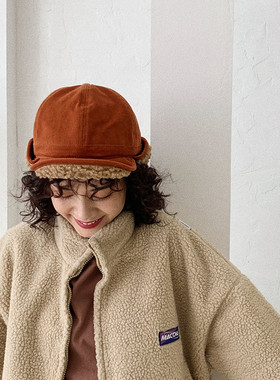 加绒护耳鸭舌帽棒球帽女韩版秋冬天加厚保暖骑车飞行帽雷锋帽子潮