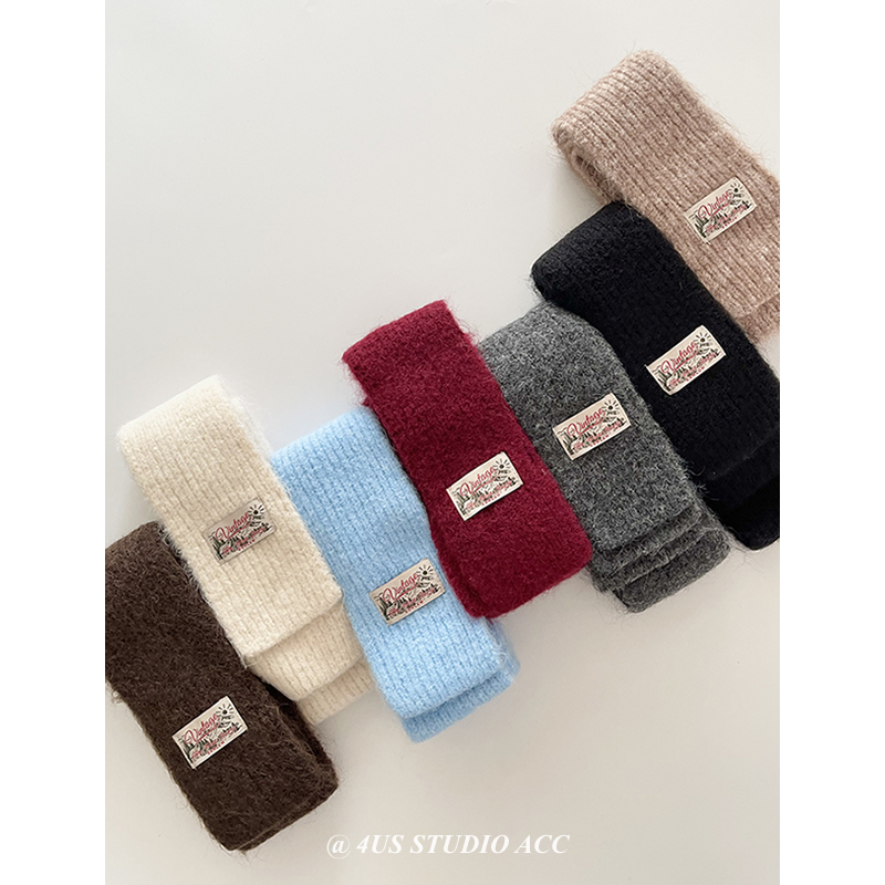 韩版简约时髦高级感针织细窄围巾