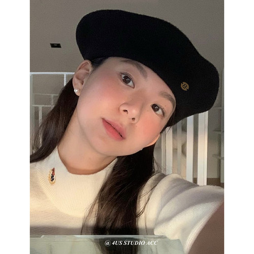 贝雷帽逛街英伦女秋冬百搭